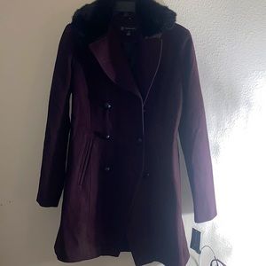 Double breasted plum pea coat